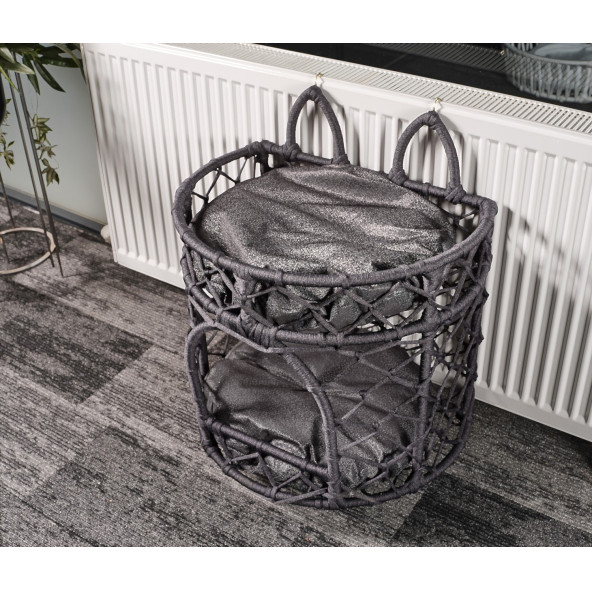 Homedora Roger Kalorifer Askılı İki Katlı Kedi Yatağı Siyah - 2