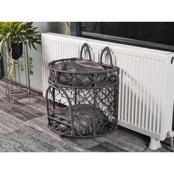 Homedora Roger Kalorifer Askılı İki Katlı Kedi Yatağı Siyah - 3