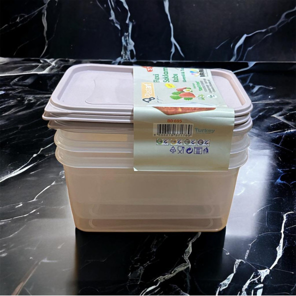 3 lü set 1.3 litre saklama kabı erzak kabı - 3