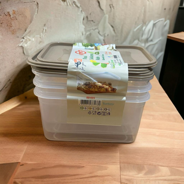 3 lü set 1.3 litre saklama kabı erzak kabı - 4