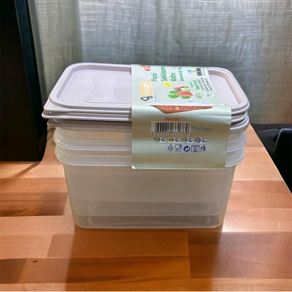 3 lü set 1.3 litre saklama kabı erzak kabı - 5