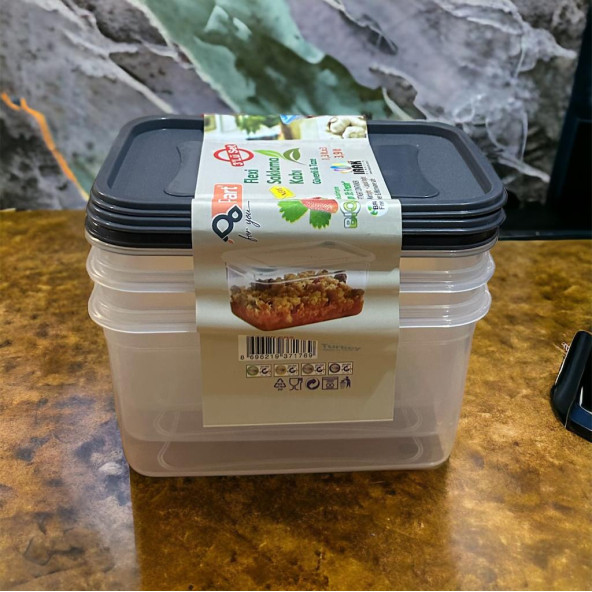 3 lü set 1.3 litre saklama kabı erzak kabı - 6