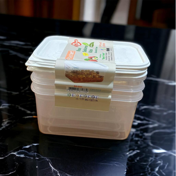 3 lü set 1.3 litre saklama kabı erzak kabı - 7