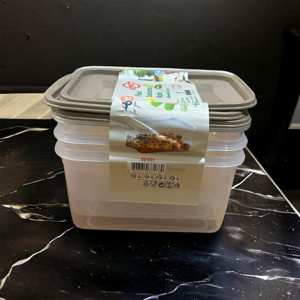 3 lü set 1.3 litre saklama kabı erzak kabı - 8