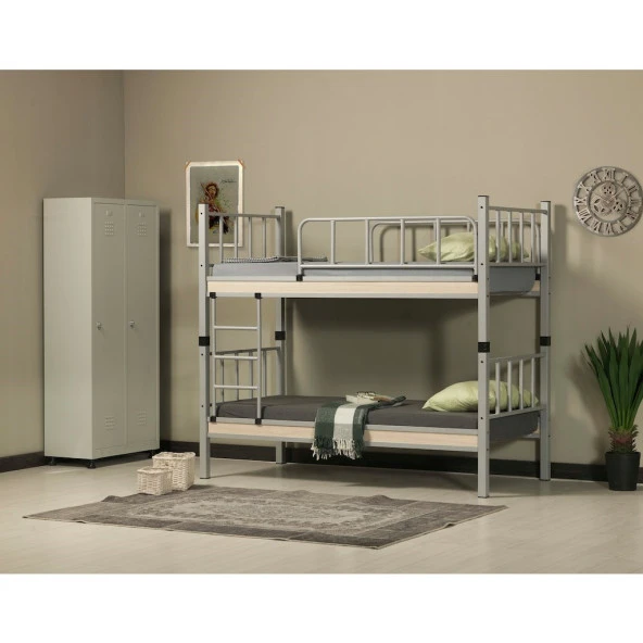 Yurt Genç Çocuk Odası 90x190 ve 90x200 Yatak Ölçülü Metal Ranza