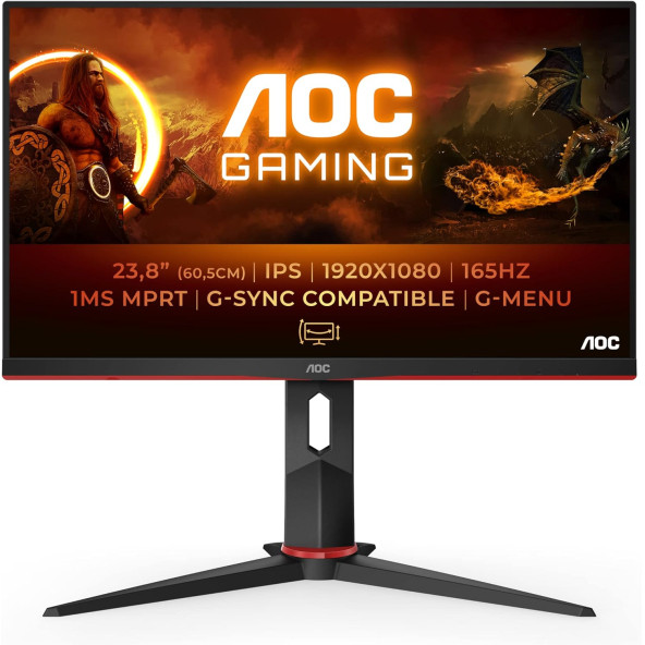 AOC Gaming 24G2SP - 24 inç FHD monitör, 165 Hz, 1 ms, FreeSync Premium  siyah/kırmızı