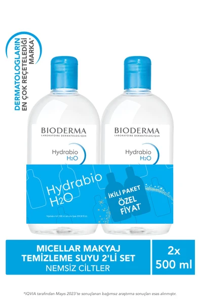 BIODERMA Hydrabio H2O Micellar Makyaj Temizleme Suyu 2'li Set Nemlendirici Yüz ve Göz Çevresi 500 ml 8699956511764