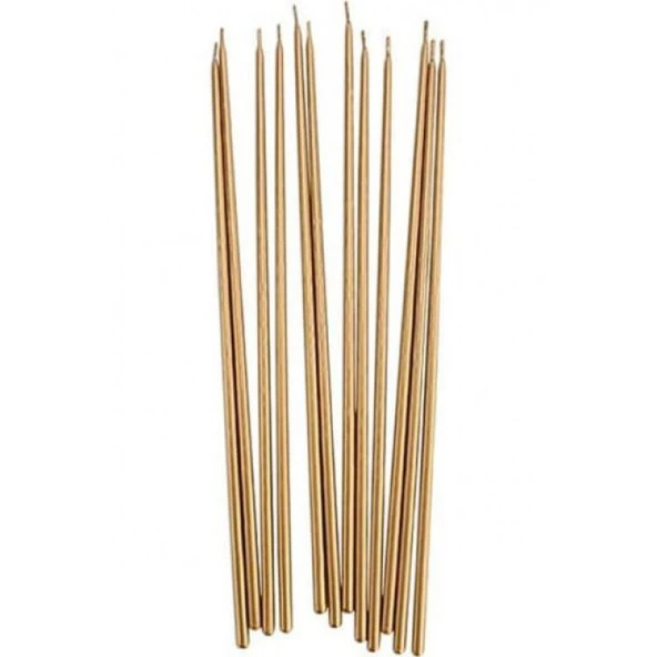 VIP 35 CM 8 PCS CHURCH METALLIC GOLD CANDLES GOLD ARINMA MUMU 8 ADET GOLD İNCE MUM GOLD KİLİSE MUMU - Resim 2