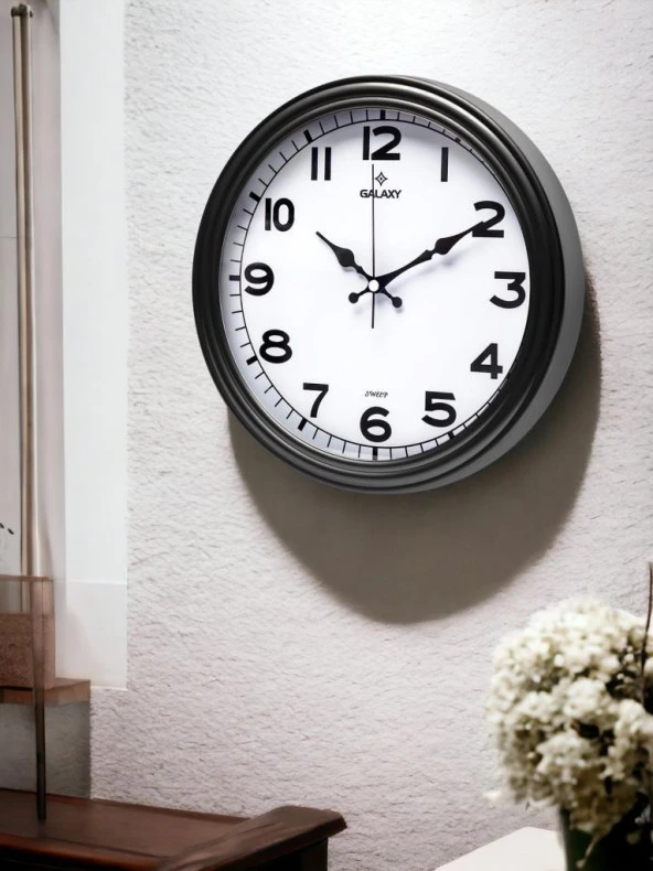 Galaxy D-200-K Klasik Kadran Siyah Renk Sessiz Akar 30 cm Duvar Saati - Resim 2