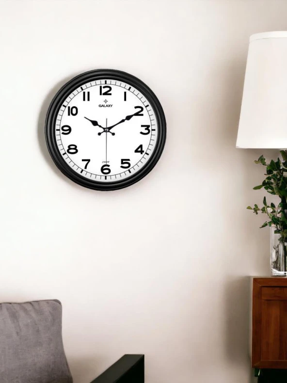 Galaxy D-200-K Klasik Kadran Siyah Renk Sessiz Akar 30 cm Duvar Saati - Resim 3