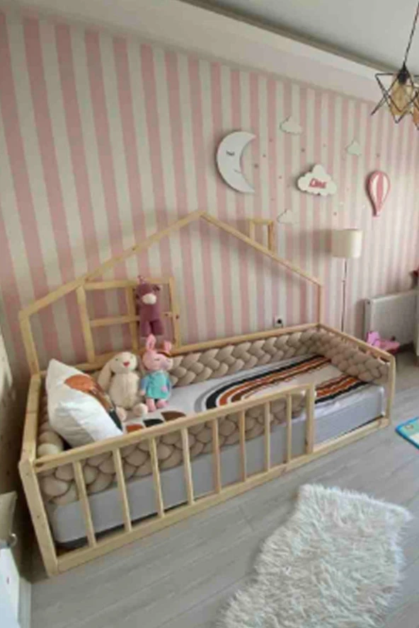 Loolpi Home Unisex Montessori Bebek Ve Çocuk Karyolası Doğal Ahşap Yatak