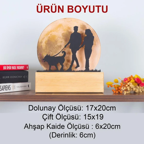 Veraart Işıklı Pleksi Dolunay Kişiselleştirilebilir Biblo Silvia Köpek Gezdiren Çift Anahtar Askılığı - 6