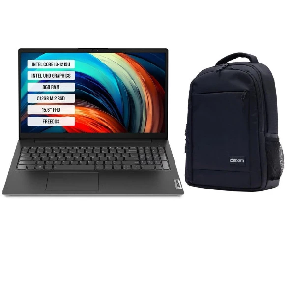 Lenovo V15 G3 82TT00QNTX-15 i3-1215U 8GB 512GB SSD 15.6" FreeDos Taşınabilir Bilgisayar + Çanta