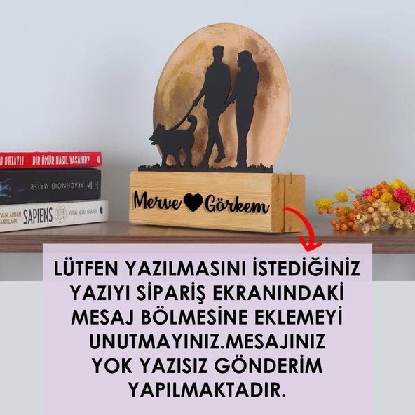 Veraart Işıklı Pleksi Dolunay Kişiselleştirilebilir Biblo Silvia Köpek Gezdiren Çift Anahtar Askılığı - 8