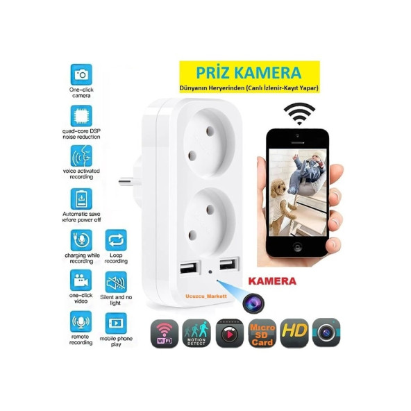 PRİZ GÜVENLİK KAMERA (Dünyanın Heryerinden Canlı İzlenir - Kayıt Yapar)