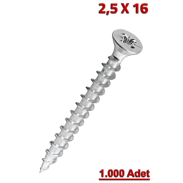 Meridyen 2,5x16 Sunta Vidası (1000 Adet)