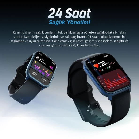 Kieslect Ks Mini Amoled Ekranlı Akıllı Saat Mavi - 6