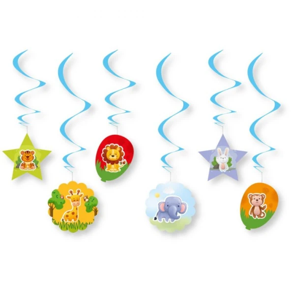 6 lı Tavan Süsü Safari Sevimli Hayvanlar ürün görseli 1
