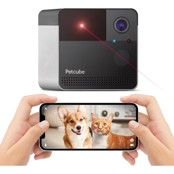 Petcube Play 2 Wi-Fi Evcil Hayvan Kamerası, Lazer Oyuncaklı - Kedi ve Köpek için