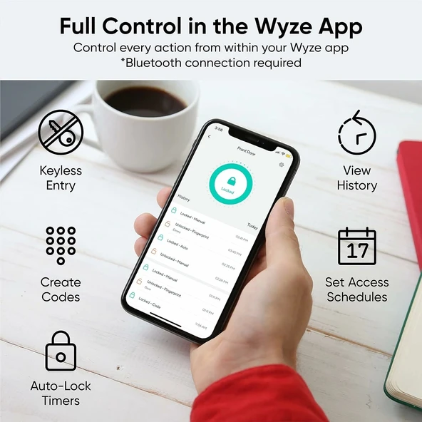 Wyze Parmak İzi, Anahtarsız Giriş Kapısı Akıllı Bluetooth Sürgü Değişimi - 4