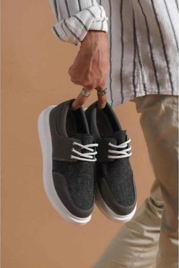 Süet Bağcıklı Erkek Sneaker Ortopedik Taban Günlük Ayakkabı