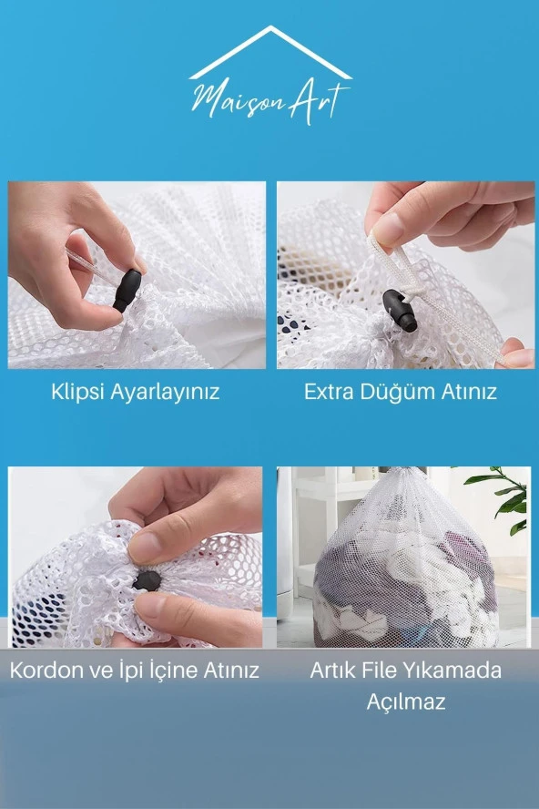 BBag | Çamaşır Yıkama Filesi İpli 60x80 Cm | Çorap Perde Filesi - 3