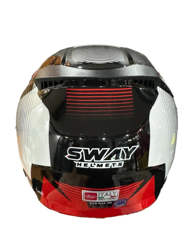 Sway Xbyc 766 Geko Güneş Gözlüklü Yarım Motosiklet Kaskı M Beden Siyah Kırmızı - 3