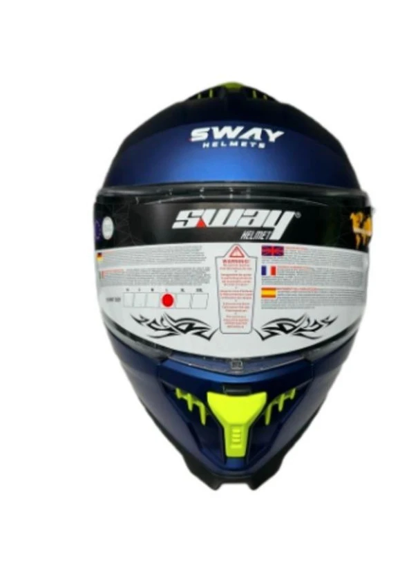 Sway Xbyc 865 Full Face Güneş Gözlüklü Kapalı Motosiklet Kaskı XL Beden Mat Mavi - 4