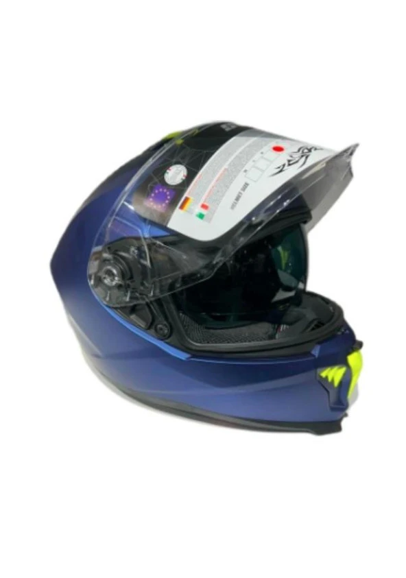 Sway Xbyc 865 Full Face Güneş Gözlüklü Kapalı Motosiklet Kaskı XL Beden Mat Mavi - 5