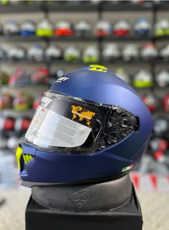 Sway Xbyc 865 Full Face Güneş Gözlüklü Kapalı Motosiklet Kaskı XL Beden Mat Mavi - 6