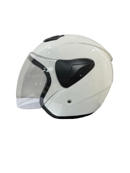 Sway Xbyc 633 Solıd Şeffaf Vizörlü Yarım Motosiklet Scooter Kaskı L Beden Beyaz