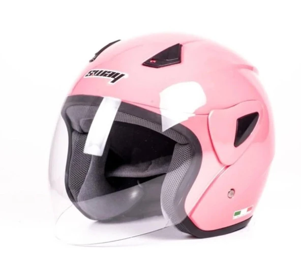 Sway Xbyc 700 Yarı Camlı Elektrikli Bisiklet Motosiklet Ve Scooter Kaskı S Beden Pembe