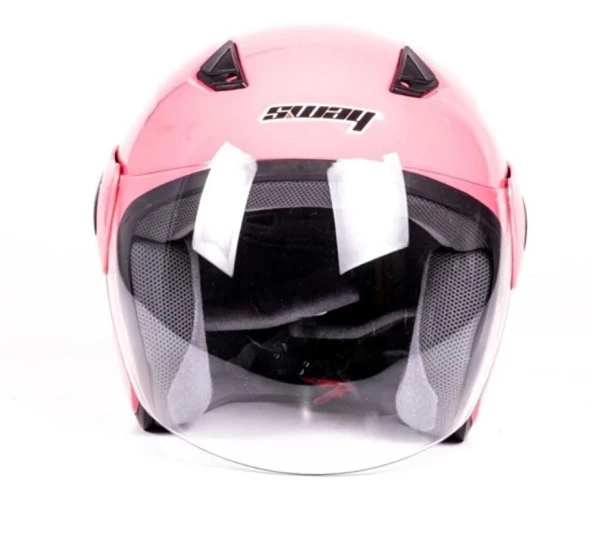 Sway Xbyc 700 Yarı Camlı Elektrikli Bisiklet Motosiklet Ve Scooter Kaskı S Beden Pembe - 3