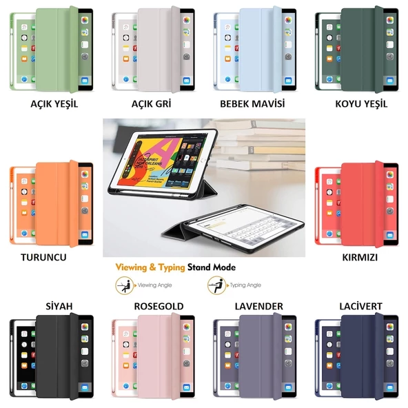 Apple iPad Pro 9.7 Kılıf Kalem Bölmeli Smart Case A1673 A1674 A1675 - 5