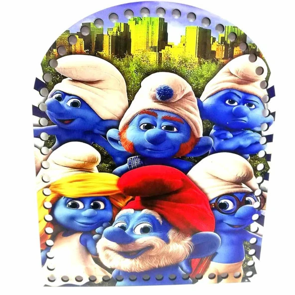 Ahşap Sırt Çanta Plakası C14 Şirinler