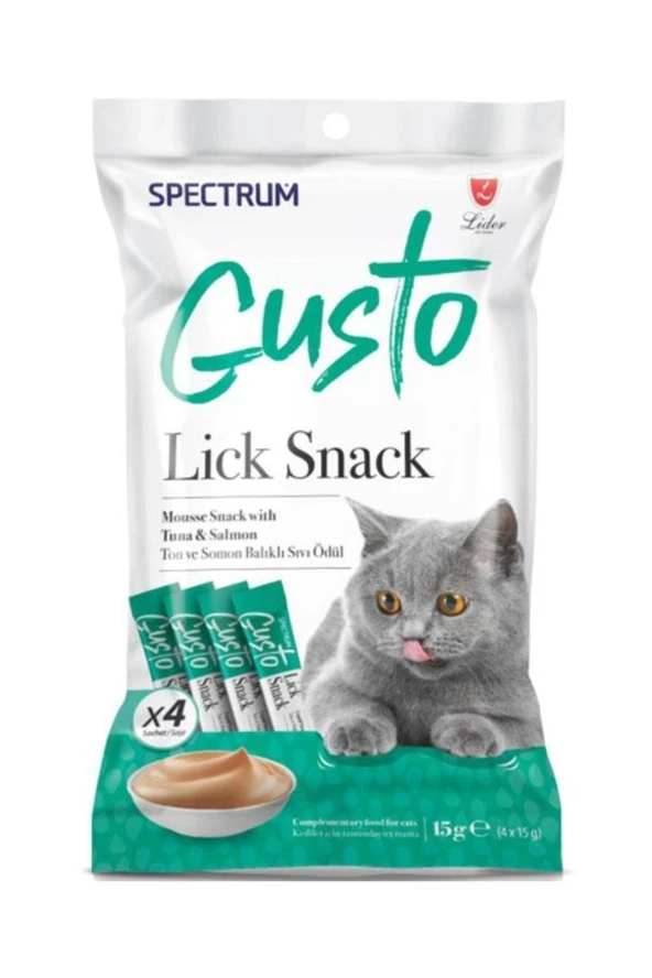 Spectrum Gusto Lick Snack Ton Balığı Ve Somon Sıvı Kedi Ödülü 4x15gr