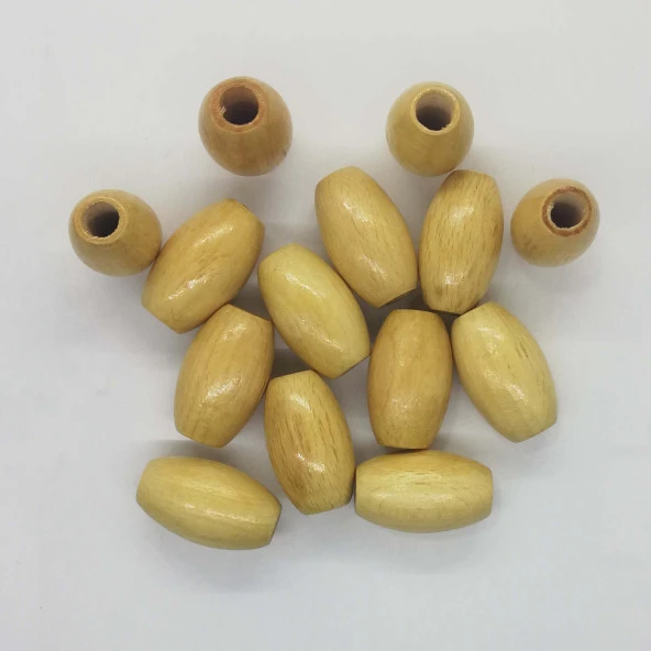 Ara Boncuk Ahşap Oval Büyük ( 2*2 Cm )  ( Geniş Delikli )