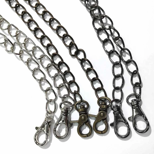 Kancalı Çanta Zinciri Gümüş ( 1 Metre ) - 5