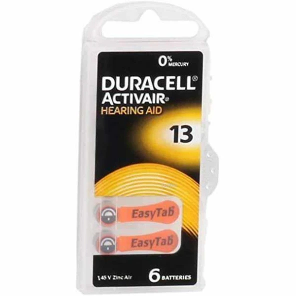 Duracell Activair İşitme Cihazı Pili 6'lı No:13