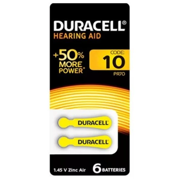 Duracell Activair İşitme Cihazı Pili 6lı No:10