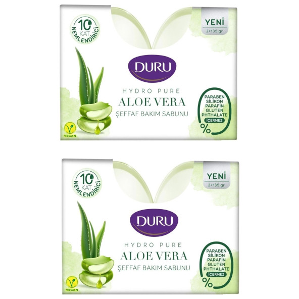 Duru Hydro Pure Aloe Vera Şeffaf Duş Bakım Sabunu 2 x 135 Gr x 2 Paket