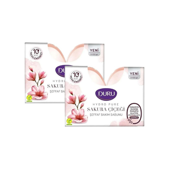 Duru Hydro Pure Sakura Çiçeği Şeffaf Bakım Sabunu 2 x 135 Gr x 2 Paket ürün görseli