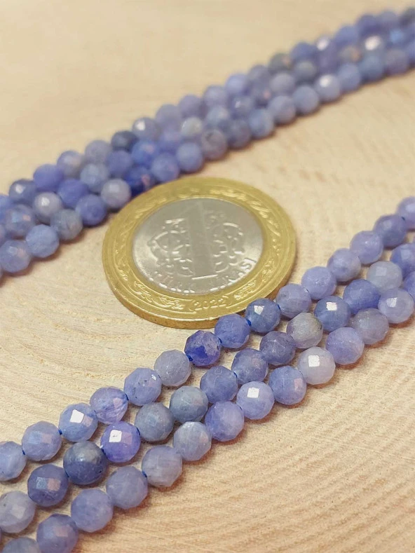 Tanzanit Taşı Faset Kesim Dizi 4mm - Resim 2