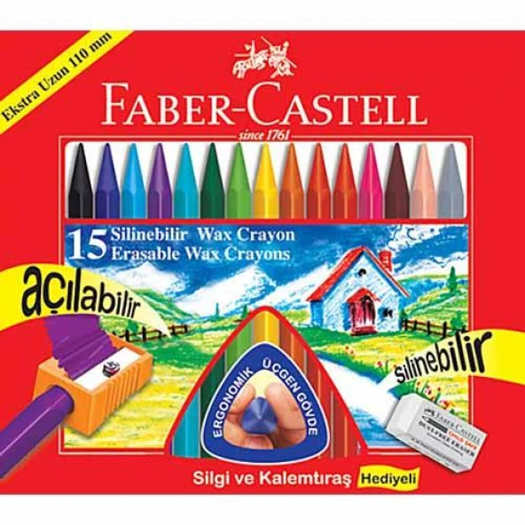 Faber Castell 15 Li Silinebilir Wax Crayon Pastel Boya