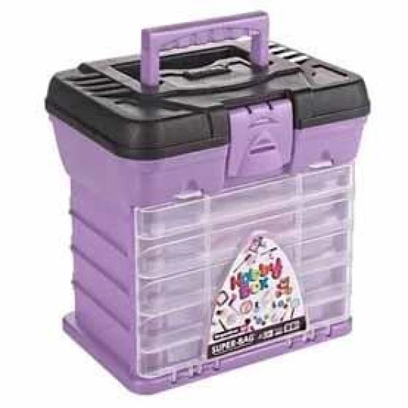 Hobi Kutusu Süper Bag Hobby Box Organizerli Takım Çantası Lila
