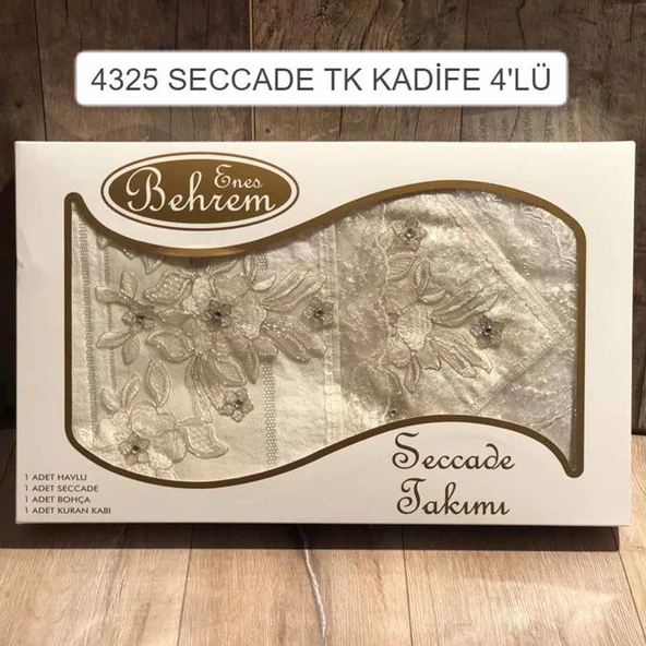 Seccade Takımı Kadife 4lu ( Bohça - Havlu - Seccade - Kuran Kılıfı )