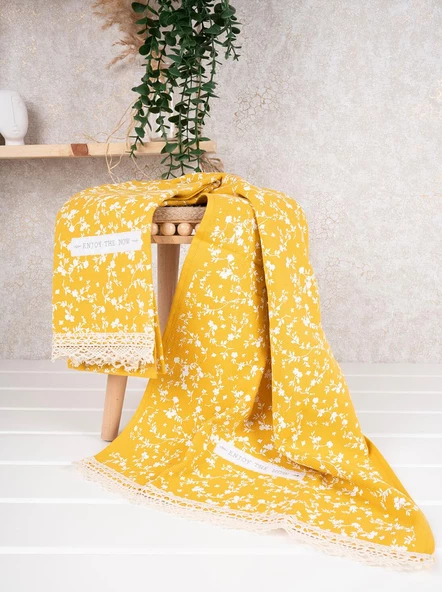 %100 Pamuk İkili 40x66 Cm Nakışlı Desenli El&Yüz Havlu/Havlu Seti - Resim 6