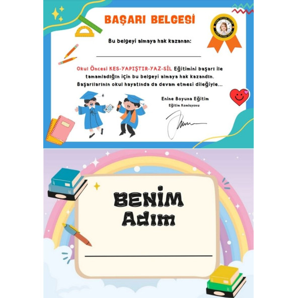 Okul Öncesi KES-YAPIŞTIR-YAZ-SİL Eğitim Seti (Laminasyonlu) - 2