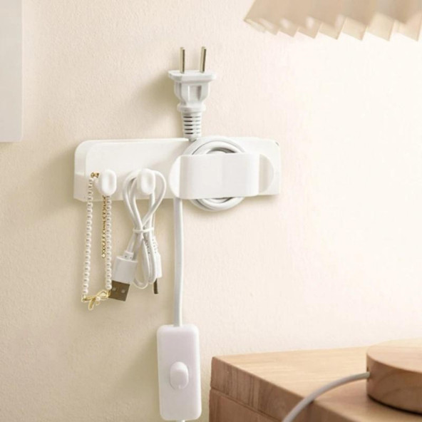 Duvar Tipi Telefon Şarj Standı, Yapışkanlı Duvar Tipi Kablo Düzenleyicili, Çok Amaçlı Telefon Standı - 4