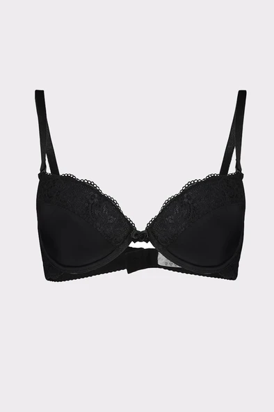 Siyah Çıkarılabilir Destekli Dantel Detaylı Sütyen ürün görseli 1